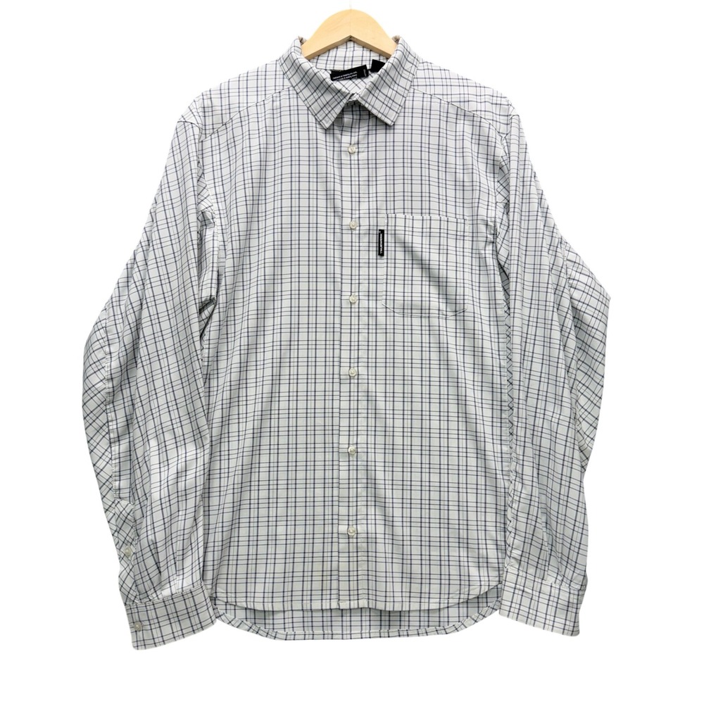 Truewerk B1 Sun Shirt Button Shirt Mens L White Plaid Long Sleeve Workwear